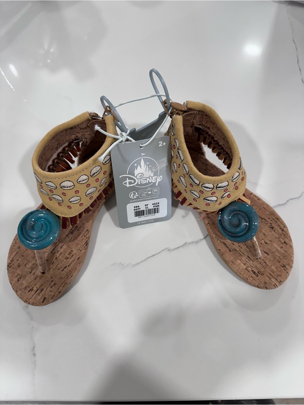 Disney Yellow Kids' Sandals with Teal Swirl Accent